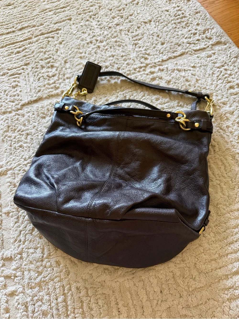 Coach Brooke Hobo bag dark brown pebbled leather